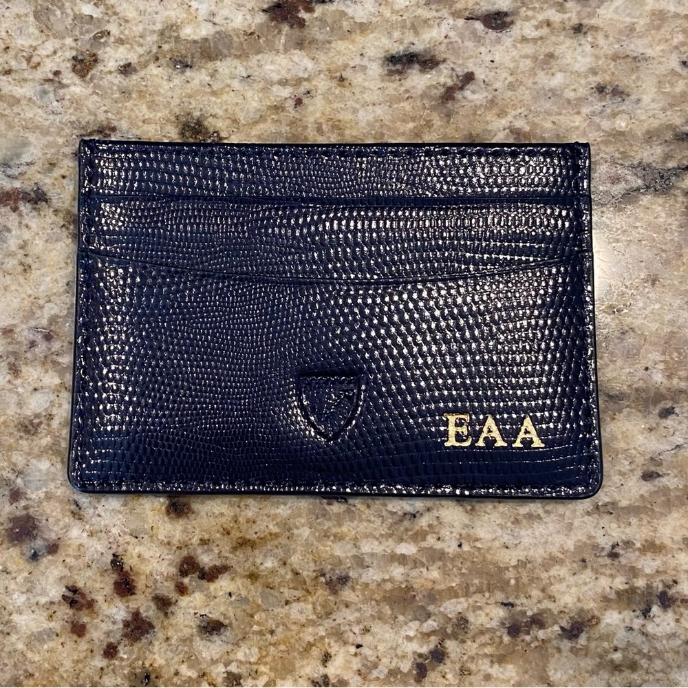 Aspinal of London Navy Blue Leather Card Holder/Wallet NWT